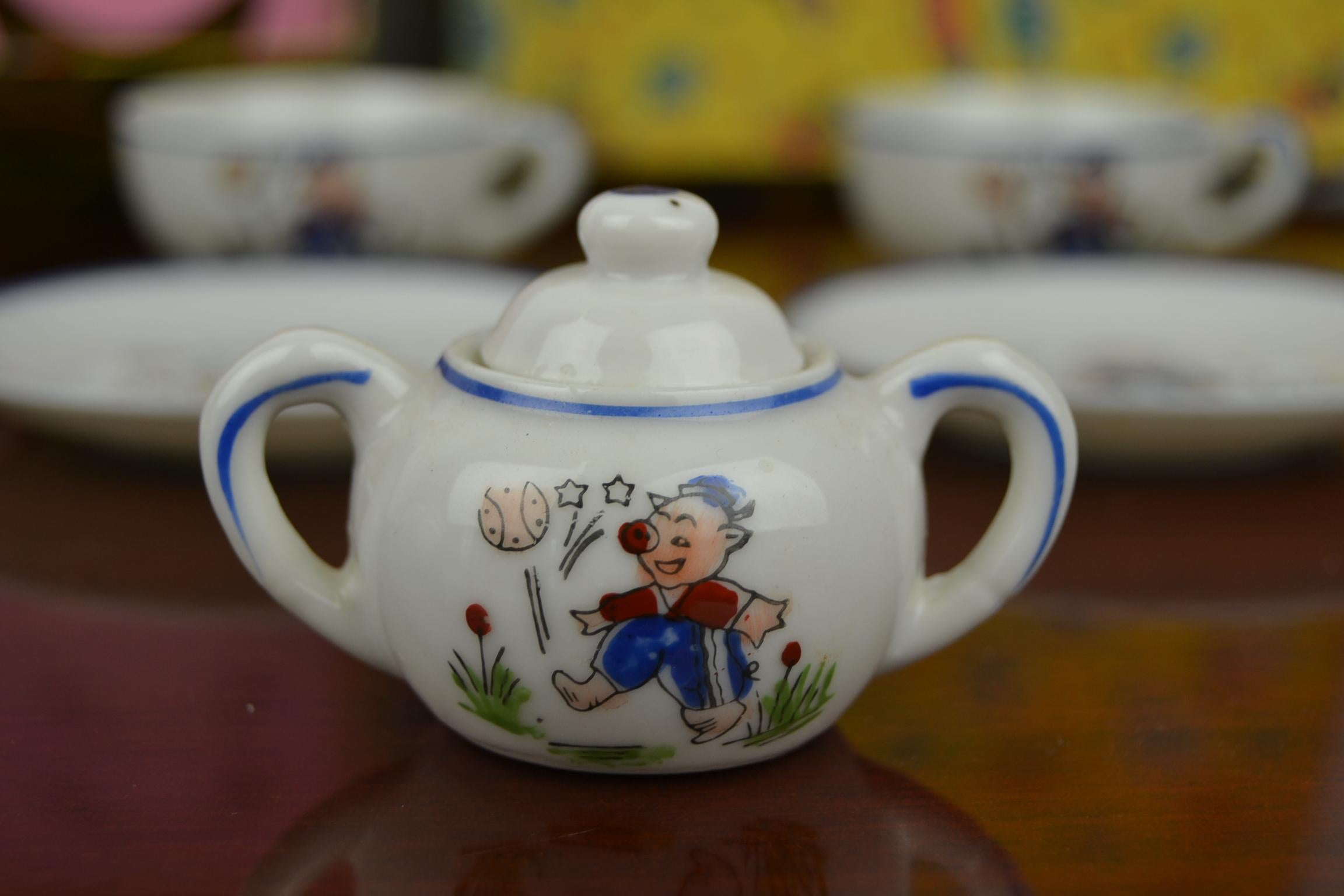 Porcelain Tea Set for Children, Pig Toy Tea Set, Foreign, Made in Japan 3