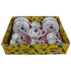 Vintage Porcelain Tea Set for Children, Pig Toy Tea Set, Foreign, Made in Japan