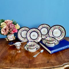 Porcelain Teacup New Hall, Pink Roses, Cobalt Blue, Regency, circa 1815 '2'