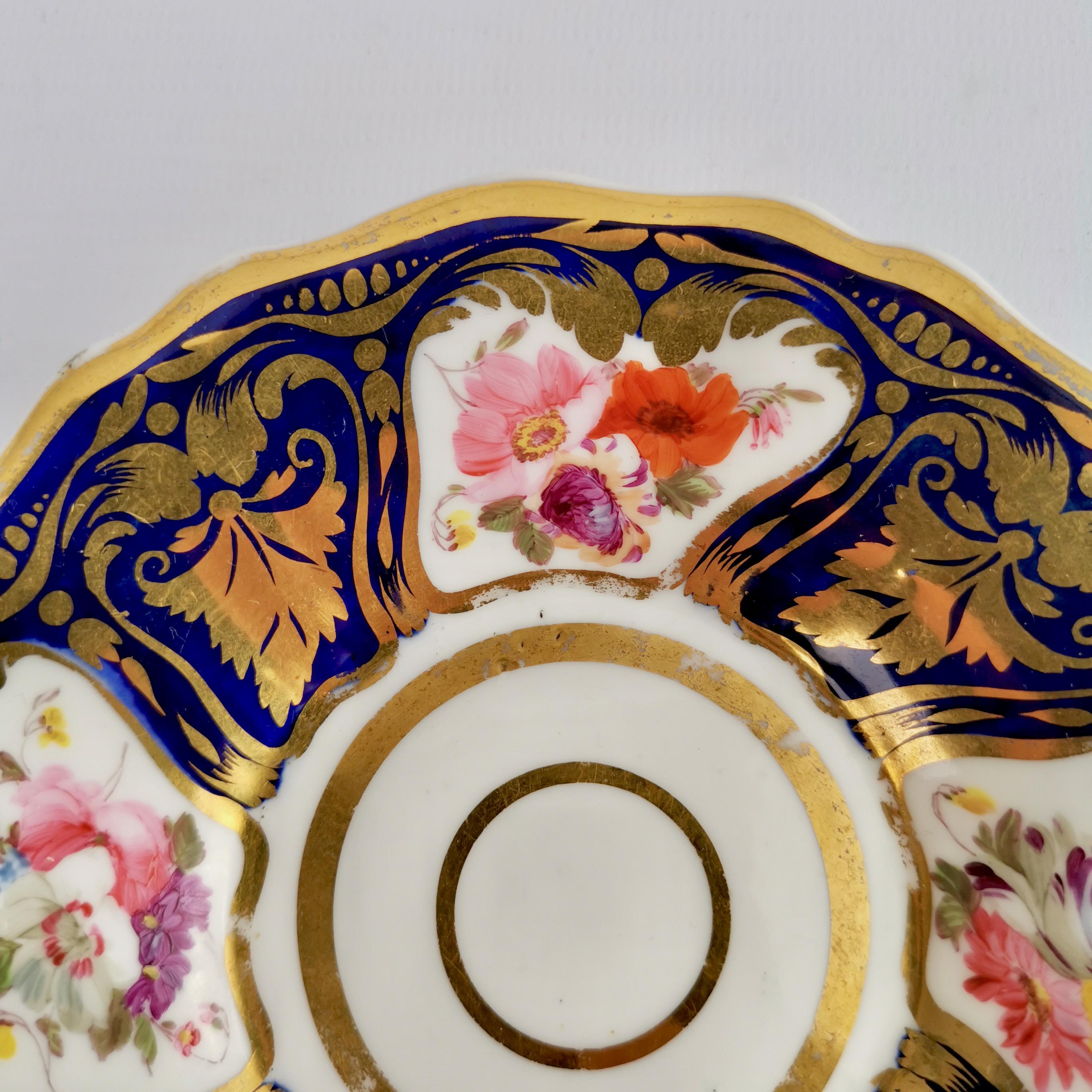 Porcelain Teacup, Ridgway, Cobalt Blue, Gilt and Flowers, Regency ca 1825 3