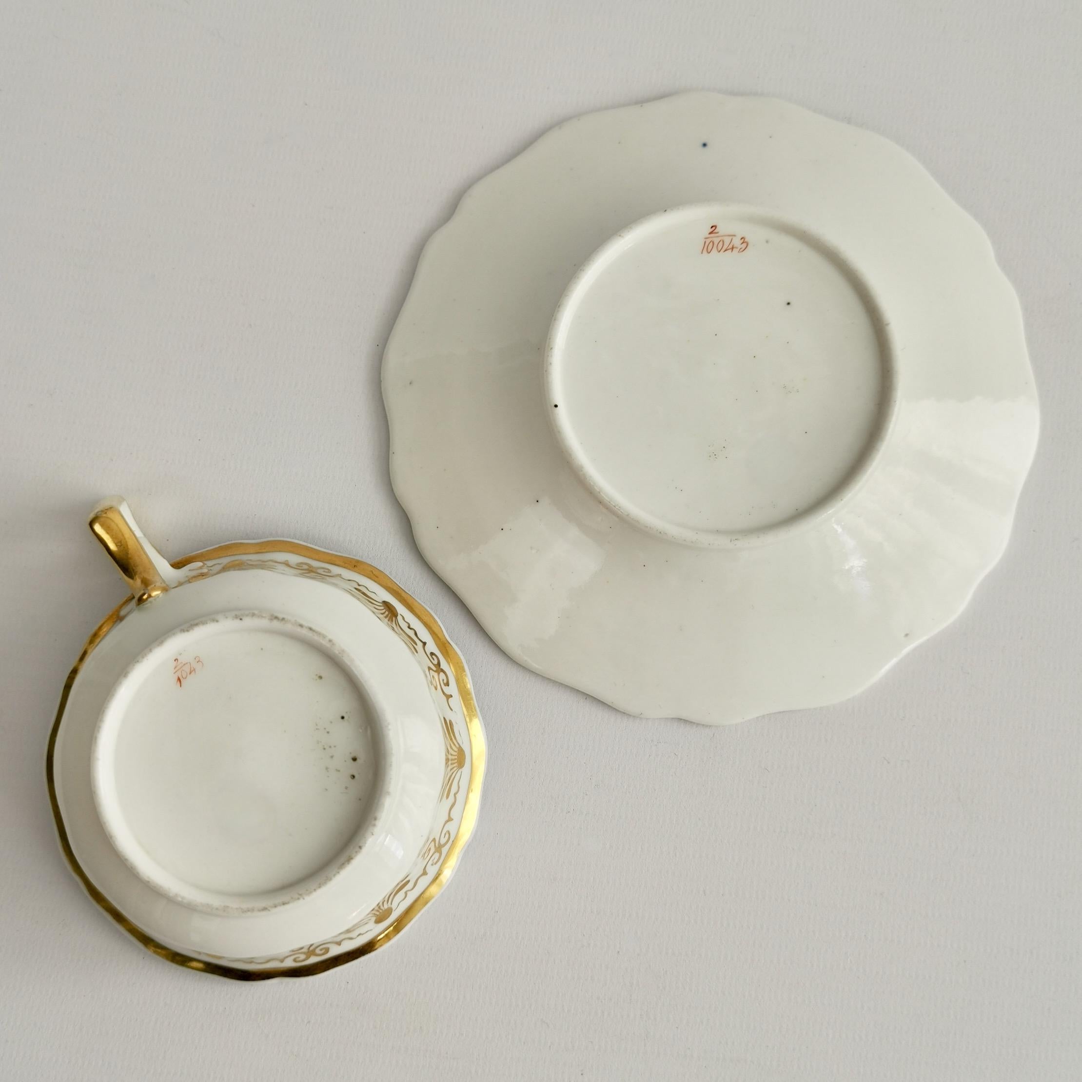 Porcelain Teacup, Ridgway, Cobalt Blue, Gilt and Flowers, Regency ca 1825 7