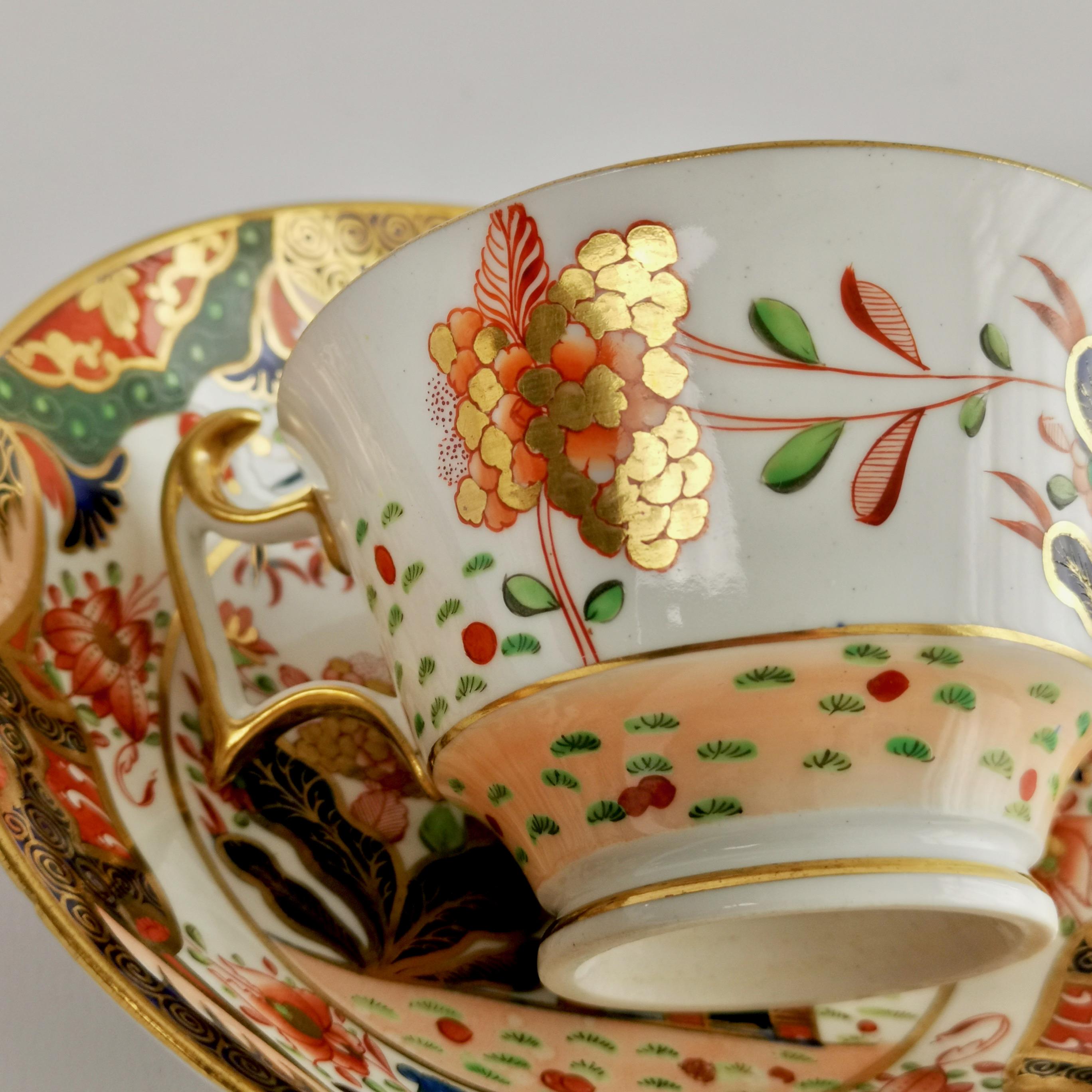 Porcelain Teacup Trio, Spode Imari Tobacco Leaf Patt. 967, Regency ca 1815 5