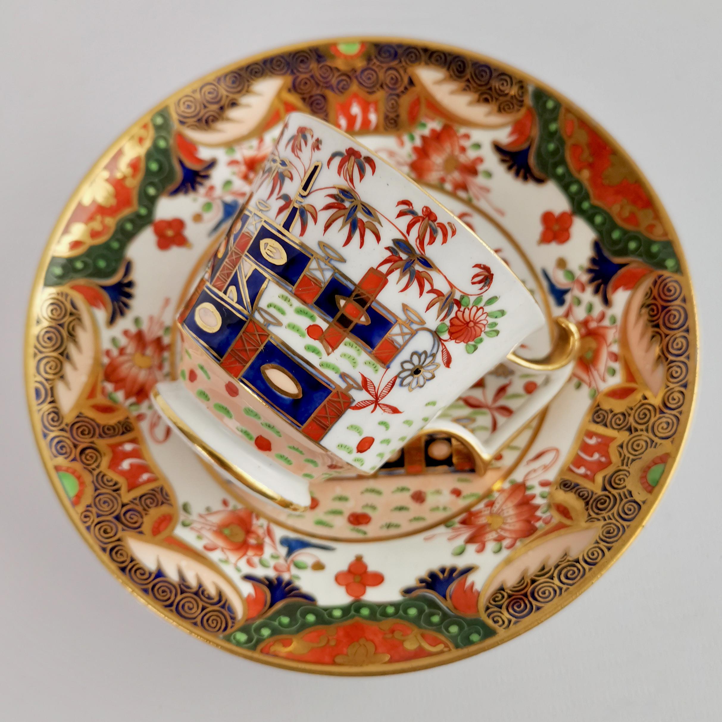 Porcelain Teacup Trio, Spode Imari Tobacco Leaf Patt. 967, Regency ca 1815 1