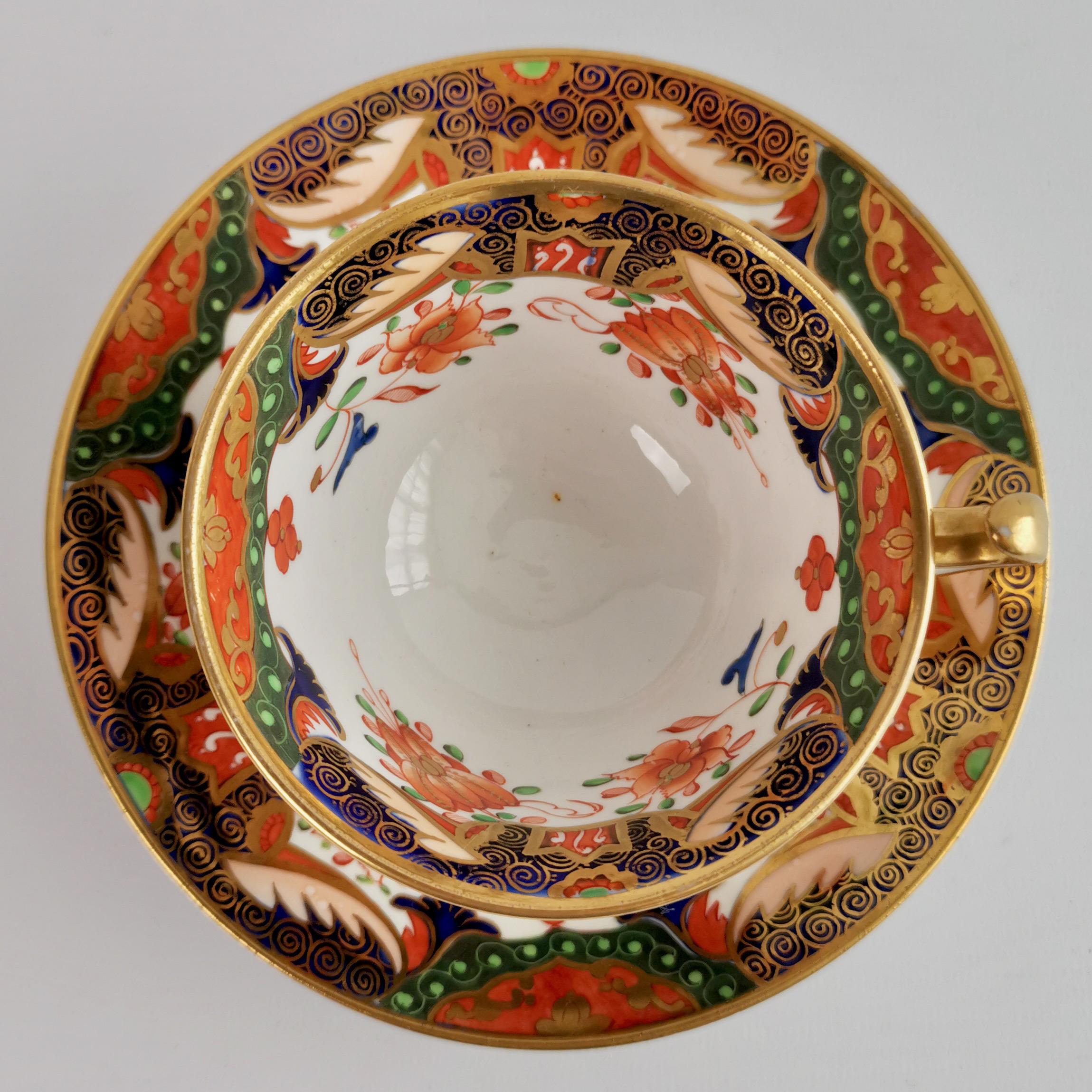 Porcelain Teacup Trio, Spode Imari Tobacco Leaf Patt. 967, Regency ca 1815 2