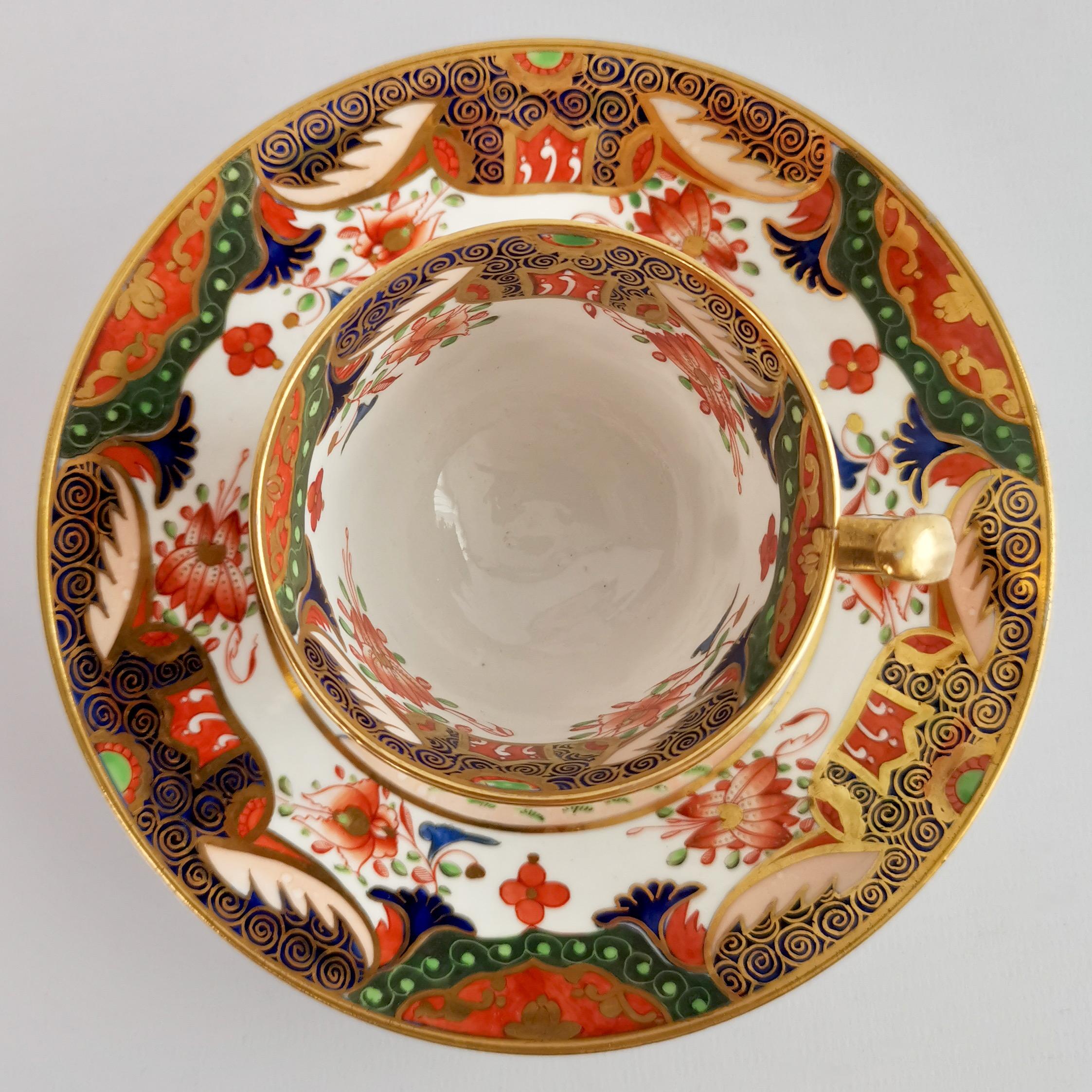 Porcelain Teacup Trio, Spode Imari Tobacco Leaf Patt. 967, Regency ca 1815 3