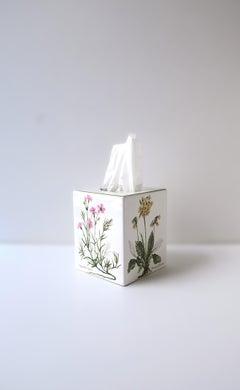 Porcelain Tissue Box Holder Cover Botanical Design