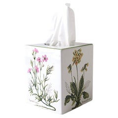 Porcelain Tissue Box Holder Cover Botanical Design