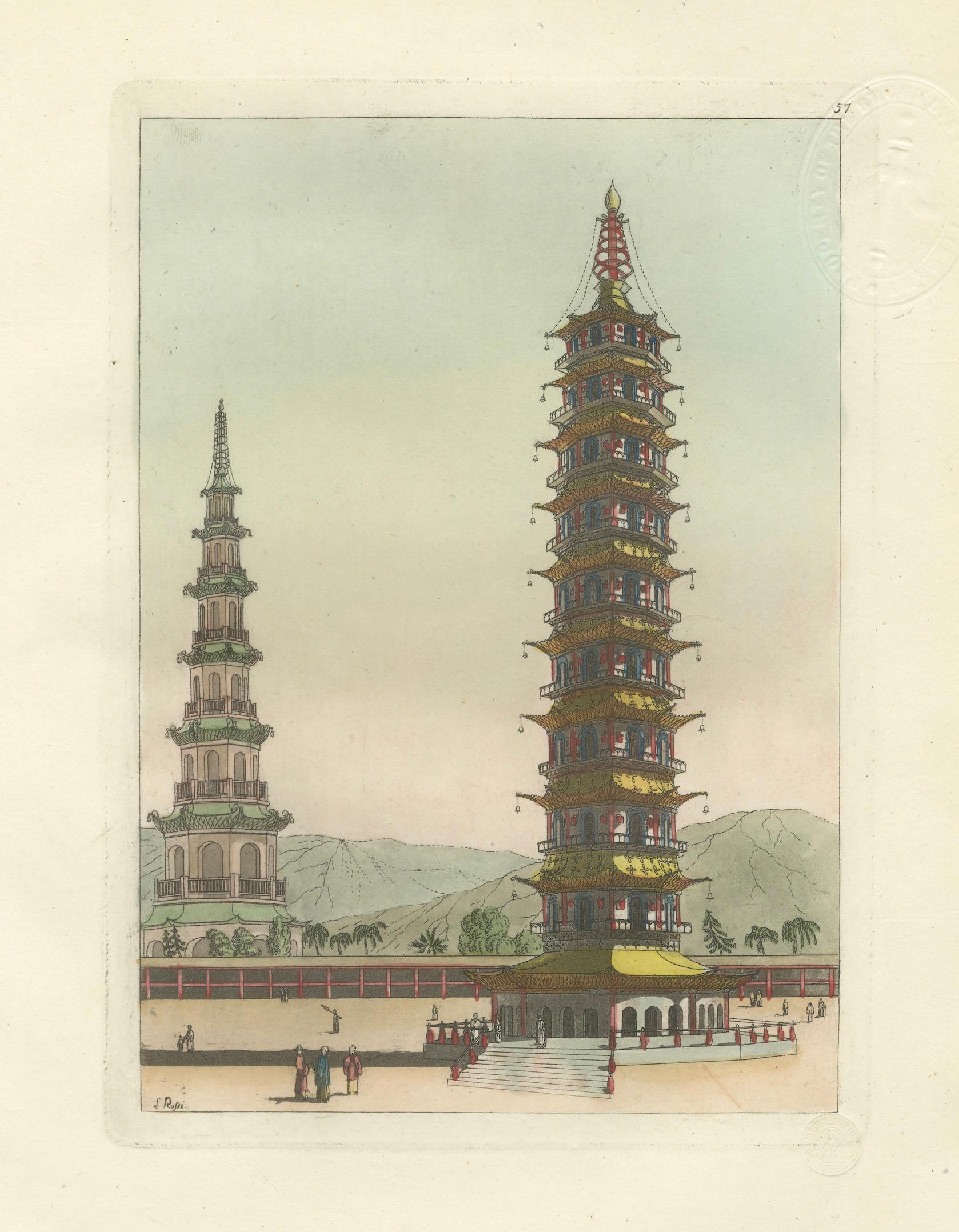 Porcelain Tower of Nanjing Pagoda – Ferrario Antique Chinese Architecture, 1815