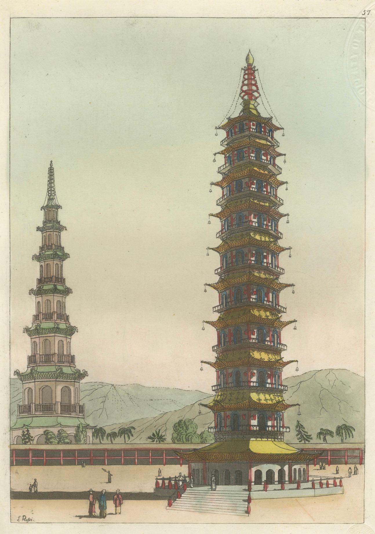 Porcelain Tower of Nanjing Pagoda – Ferrario Antique Chinese Architecture, 1815