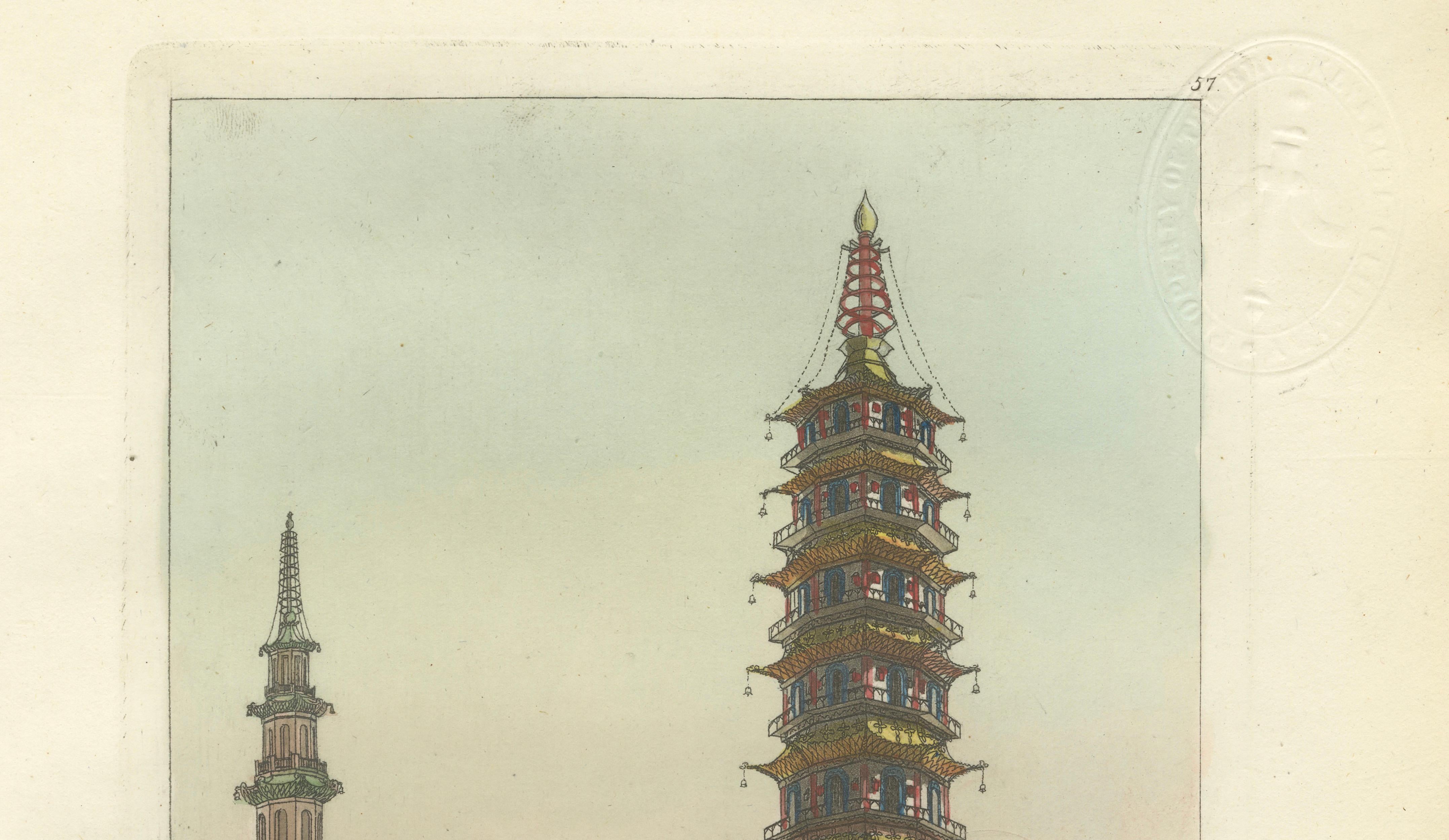 Porcelain Tower of Nanjing Pagoda – Ferrario Antique Chinese Architecture, 1815