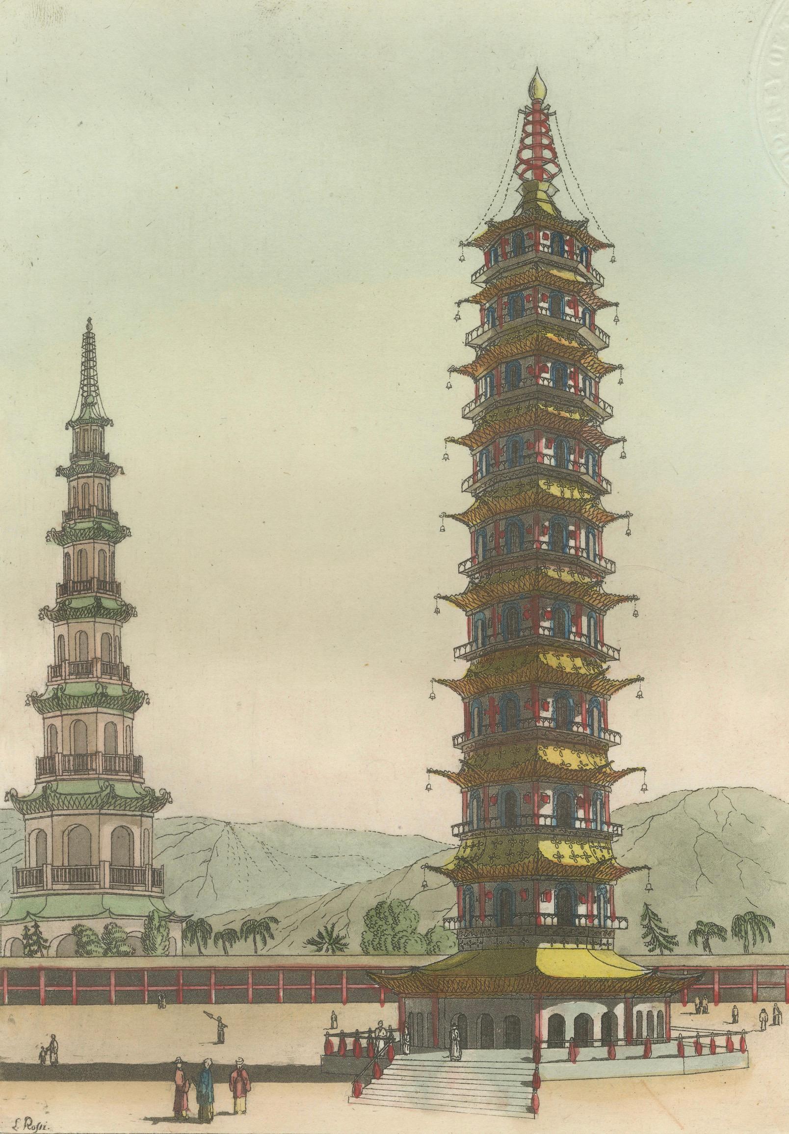 Porcelain Tower of Nanjing Pagoda – Ferrario Antique Chinese Architecture, 1815