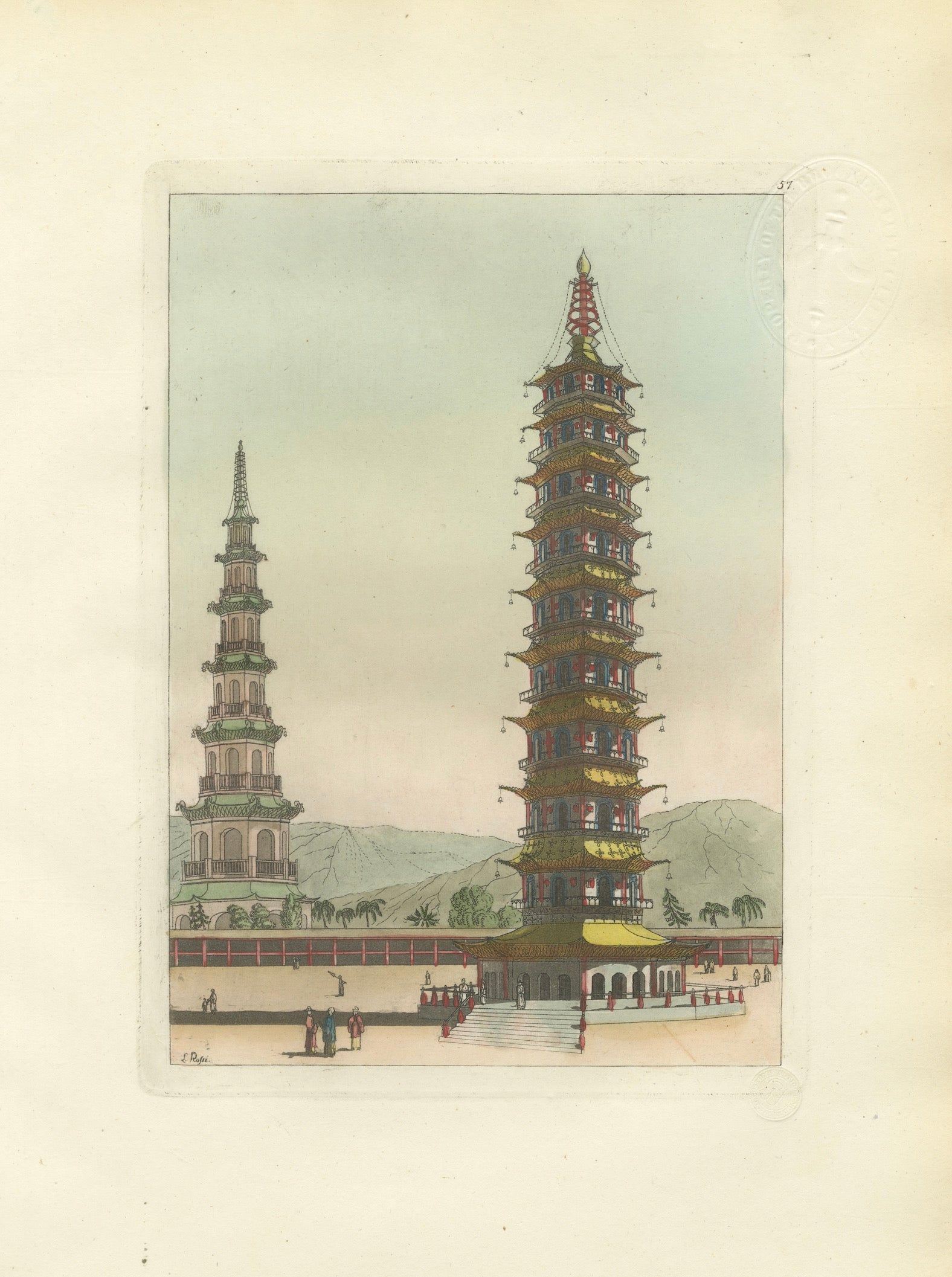 Porcelain Tower of Nanjing Pagoda – Ferrario Antique Chinese Architecture, 1815