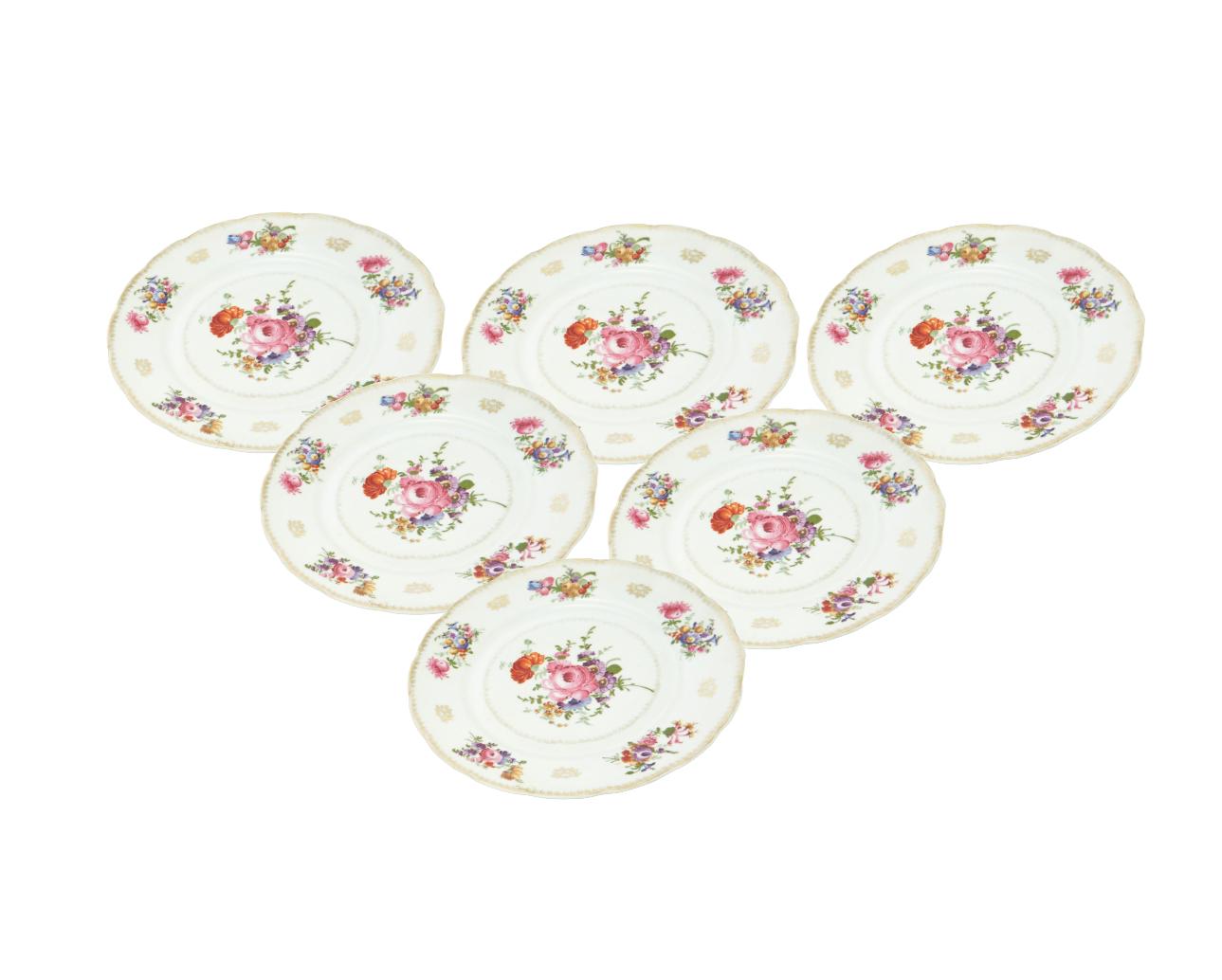 Czech Porcelain Transfer Decorate / Gilt  Dinner Service Plate For 11 People For Sale