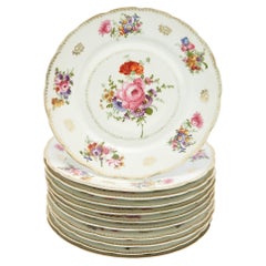 Used Porcelain Transfer Decorate / Gilt  Dinner Service Plate For 11 People