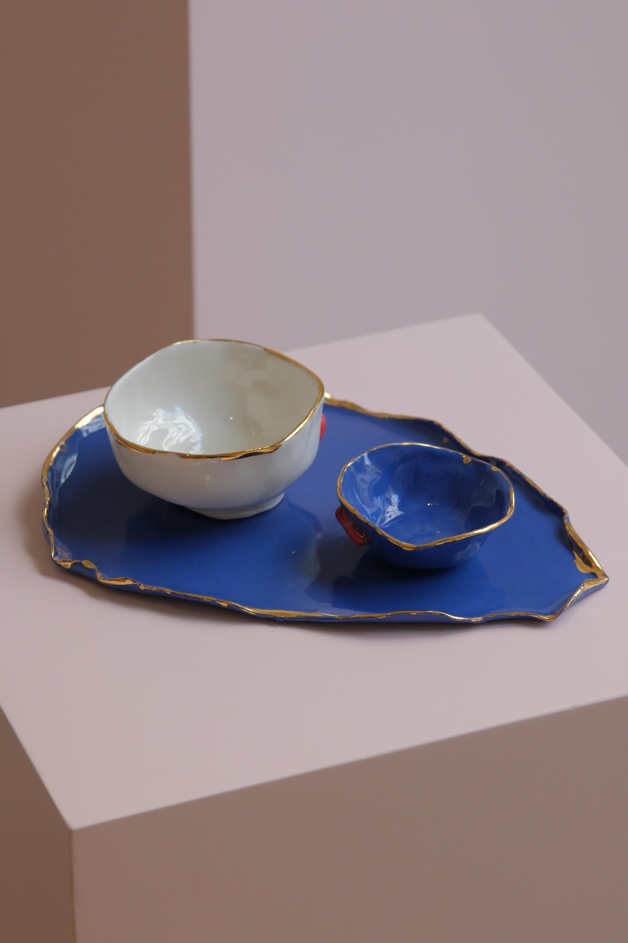Post-Modern Porcelain Tray and Coffee Set by Hania Jneid For Sale