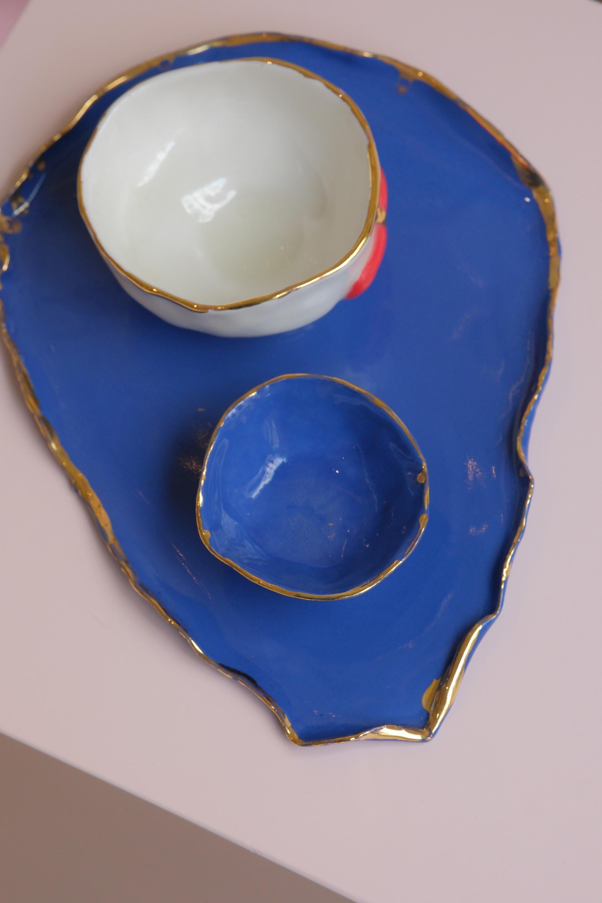 Spanish Porcelain Tray and Coffee Set by Hania Jneid For Sale