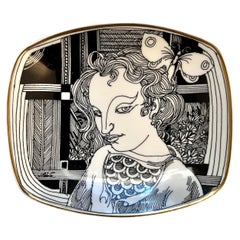 Porcelain Trinket Box with Illustration Woman