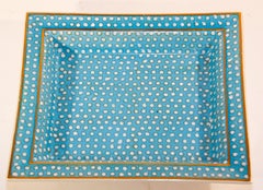 Porcelain Trinket Dish Turquoise and Gold