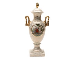 Urne en porcelaine Grand vase Empire England Classical Scene and Gold Gilt Handles