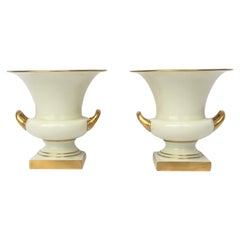 Retro Porcelain Urns, Pair