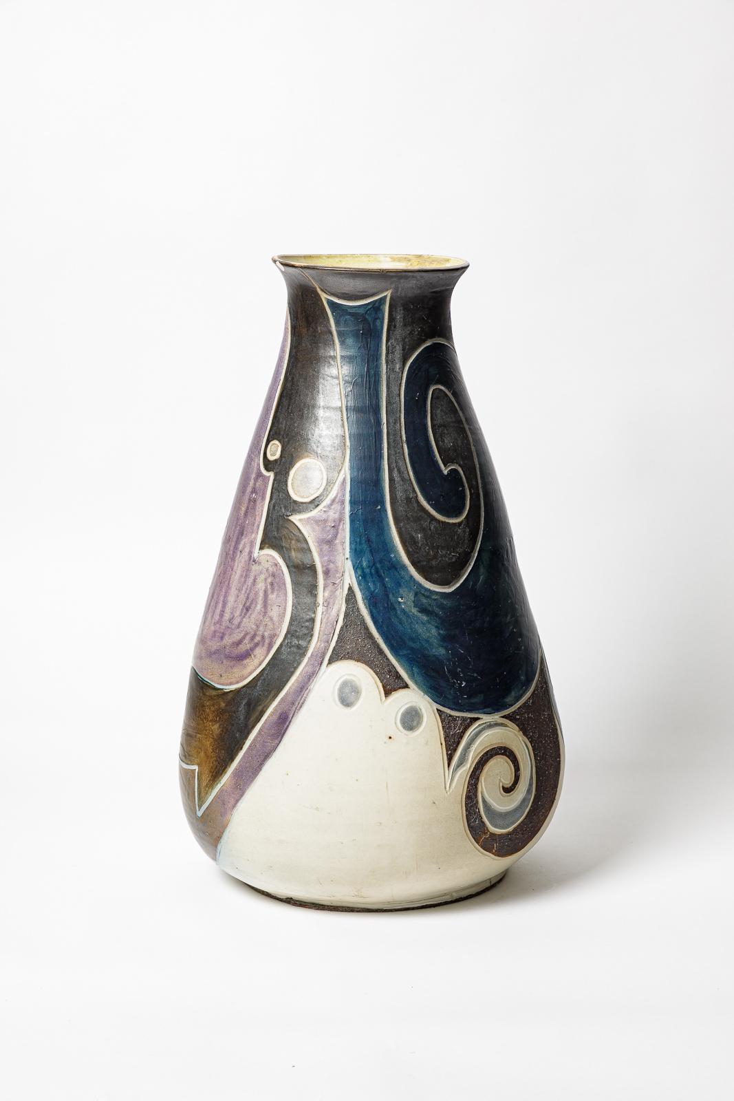 Porzellanvase von Georges Martin, ca. 1970-1980. (Französisch) im Angebot