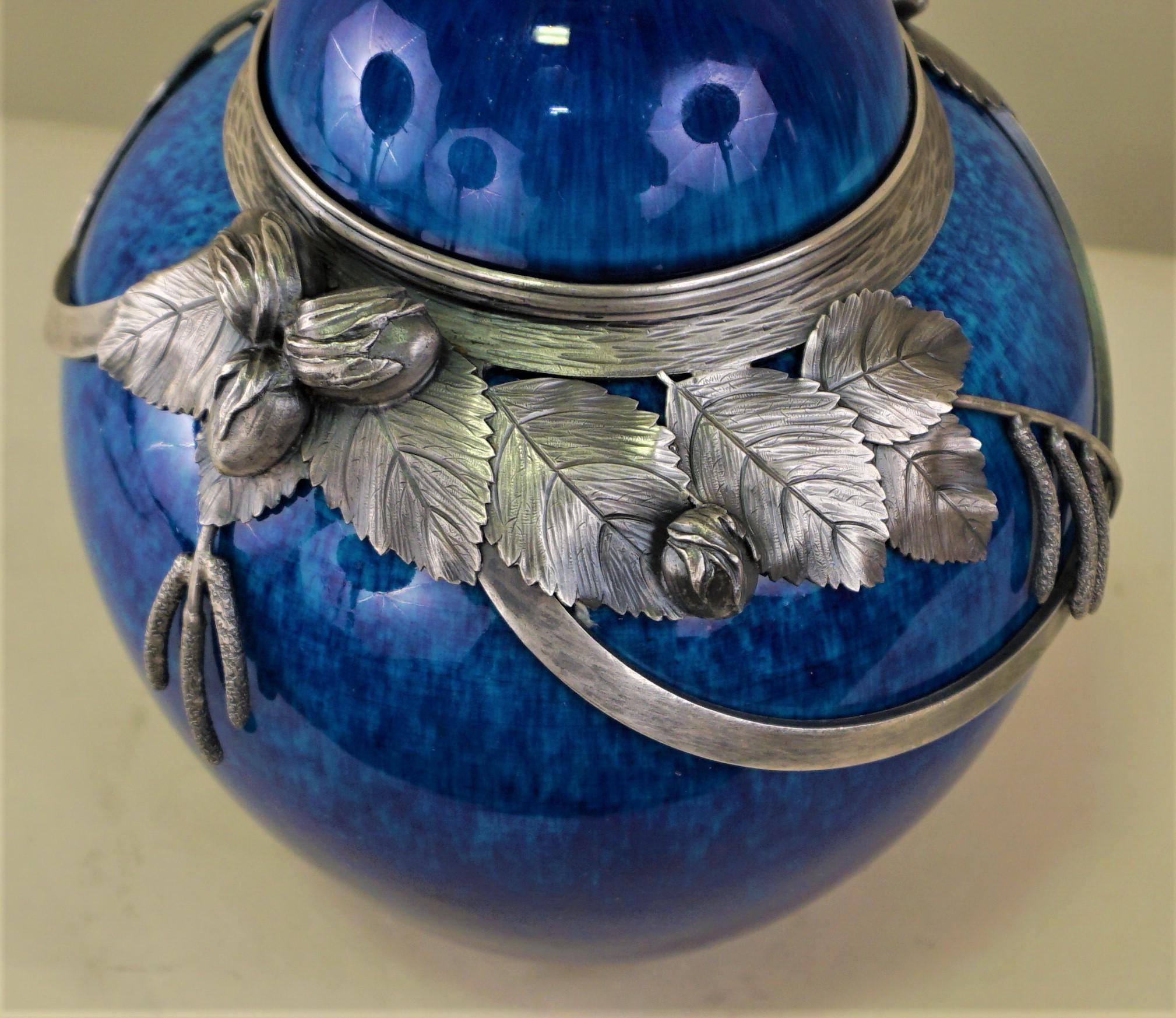 Silvered Porcelain Vase by Paul Milet for Sèvres