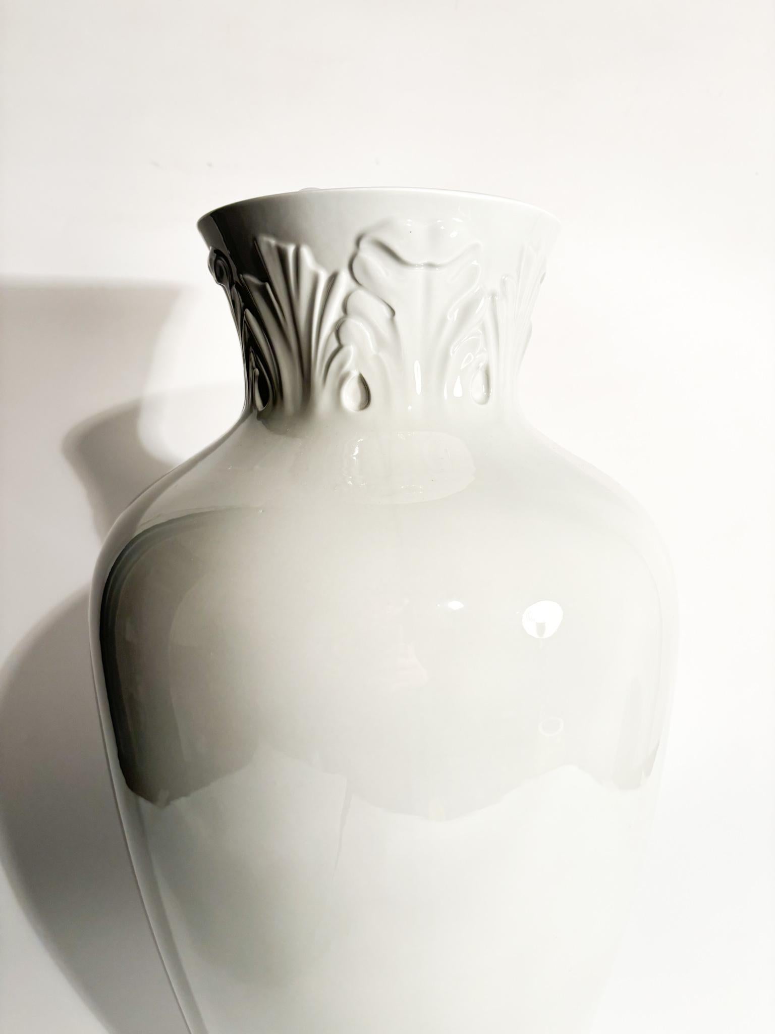 Art Deco Porcelain Vase by Richard Ginori Gray 'Manifattura 1946' from the 1990s For Sale