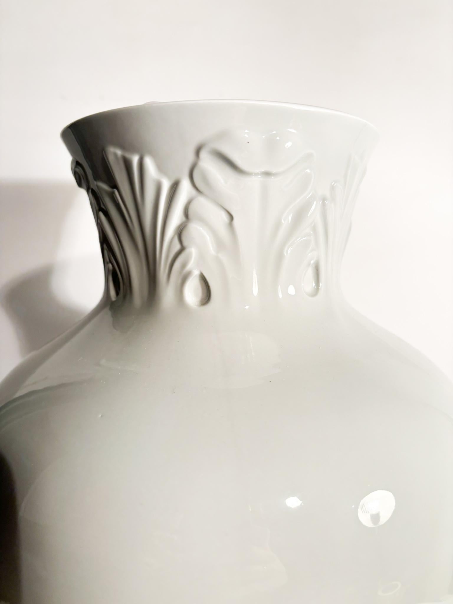 Italian Porcelain Vase by Richard Ginori Gray 'Manifattura 1946' from the 1990s For Sale