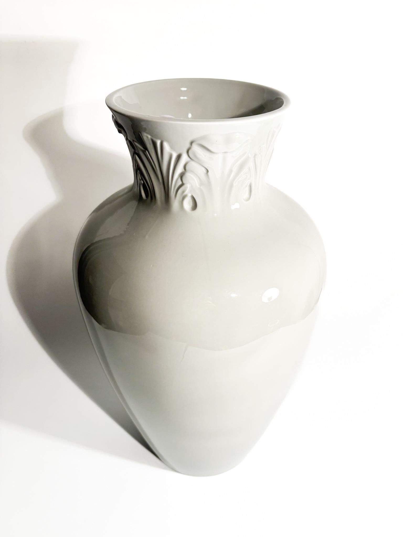 Porcelain Vase by Richard Ginori Gray 'Manifattura 1946' from the 1990s In Good Condition For Sale In Milano, MI