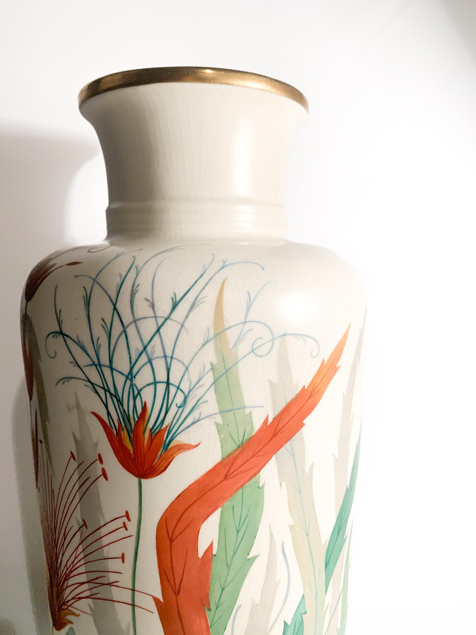 Art Deco Porcelain Vase by Richard Ginori Hand Painted from the 1920s For Sale