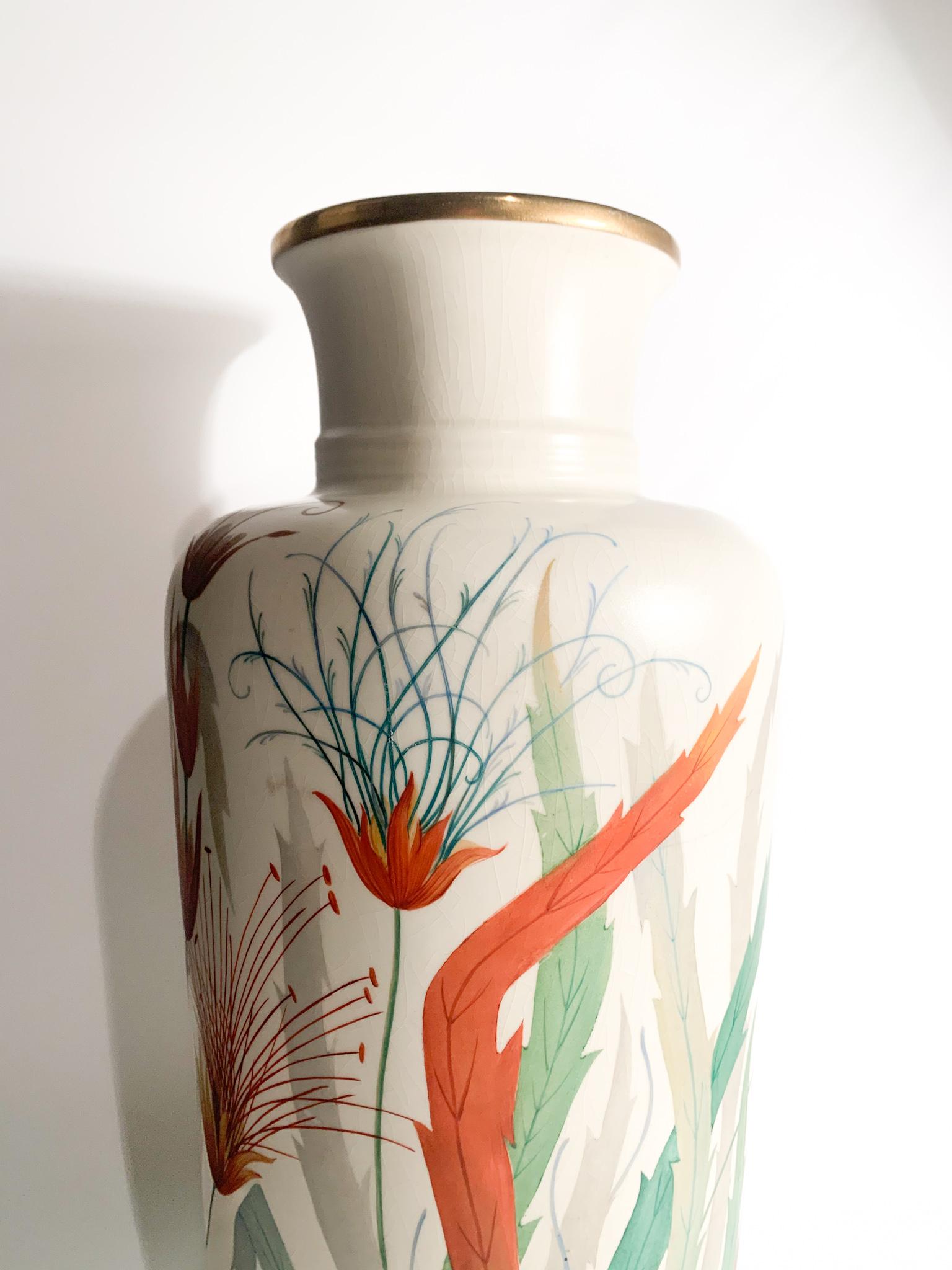 Italian Porcelain Vase by Richard Ginori Hand Painted from the 1920s For Sale