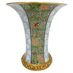 Vase en porcelaine de Rosenthal avec feuilles, oiseaux et chrysanthèmes, Allemagne