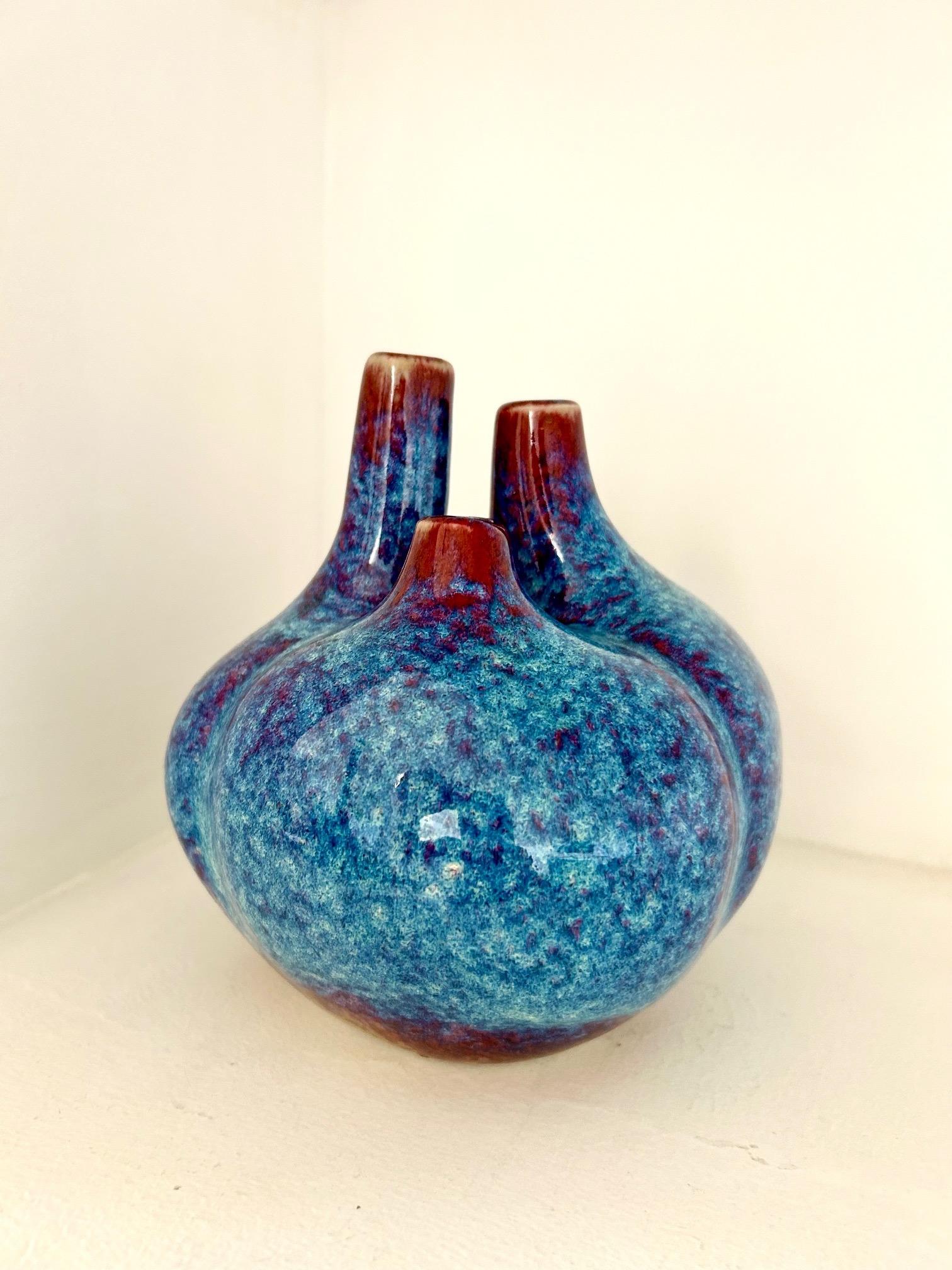 Jarrón de porcelana de Tim Orr circa 1970 (cerámica-Vallauris-Laborne-periodo caprón) Moderno de mediados de siglo