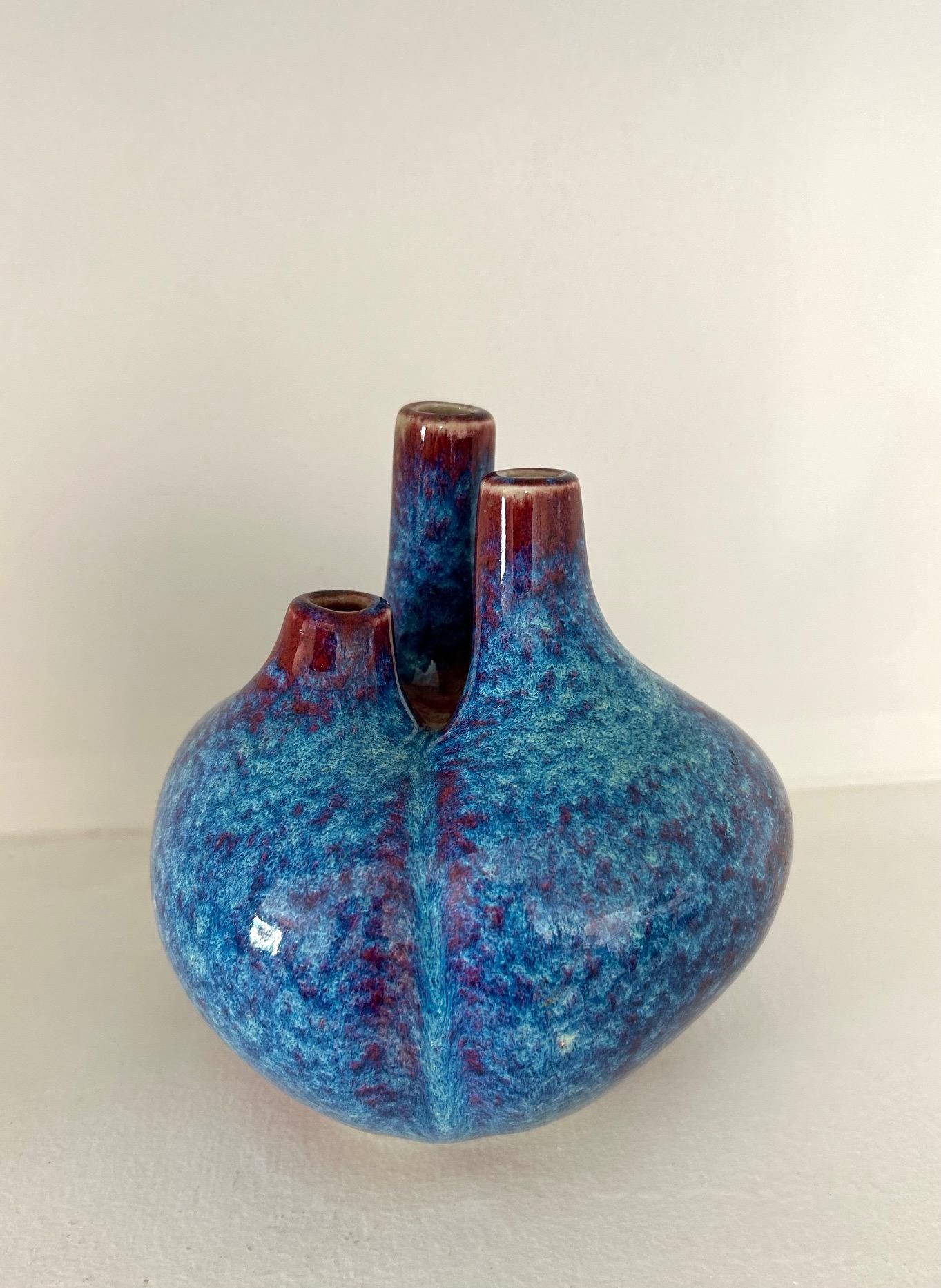 Jarrón de porcelana de Tim Orr circa 1970 (cerámica-Vallauris-Laborne-periodo caprón) Francés