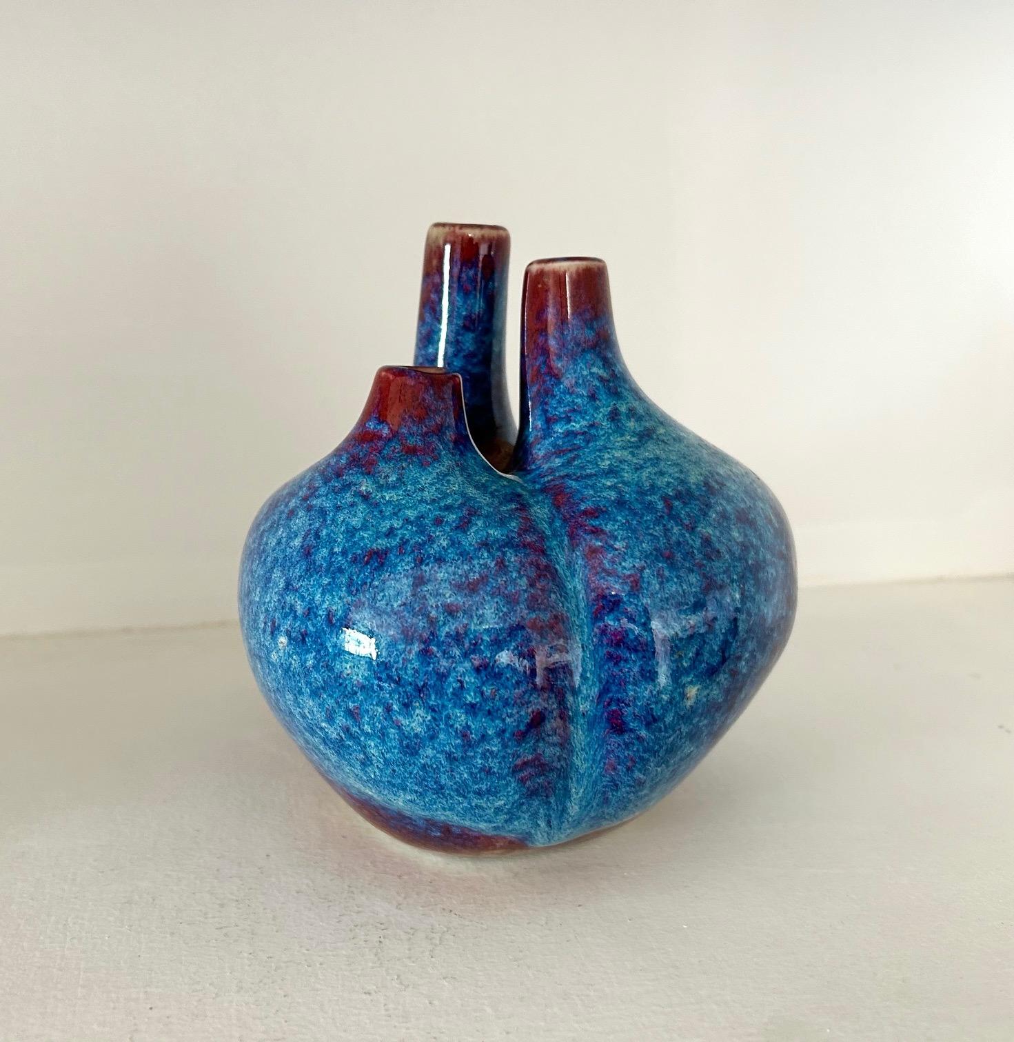 Jarrón de porcelana de Tim Orr circa 1970 (cerámica-Vallauris-Laborne-periodo caprón) Esmaltado