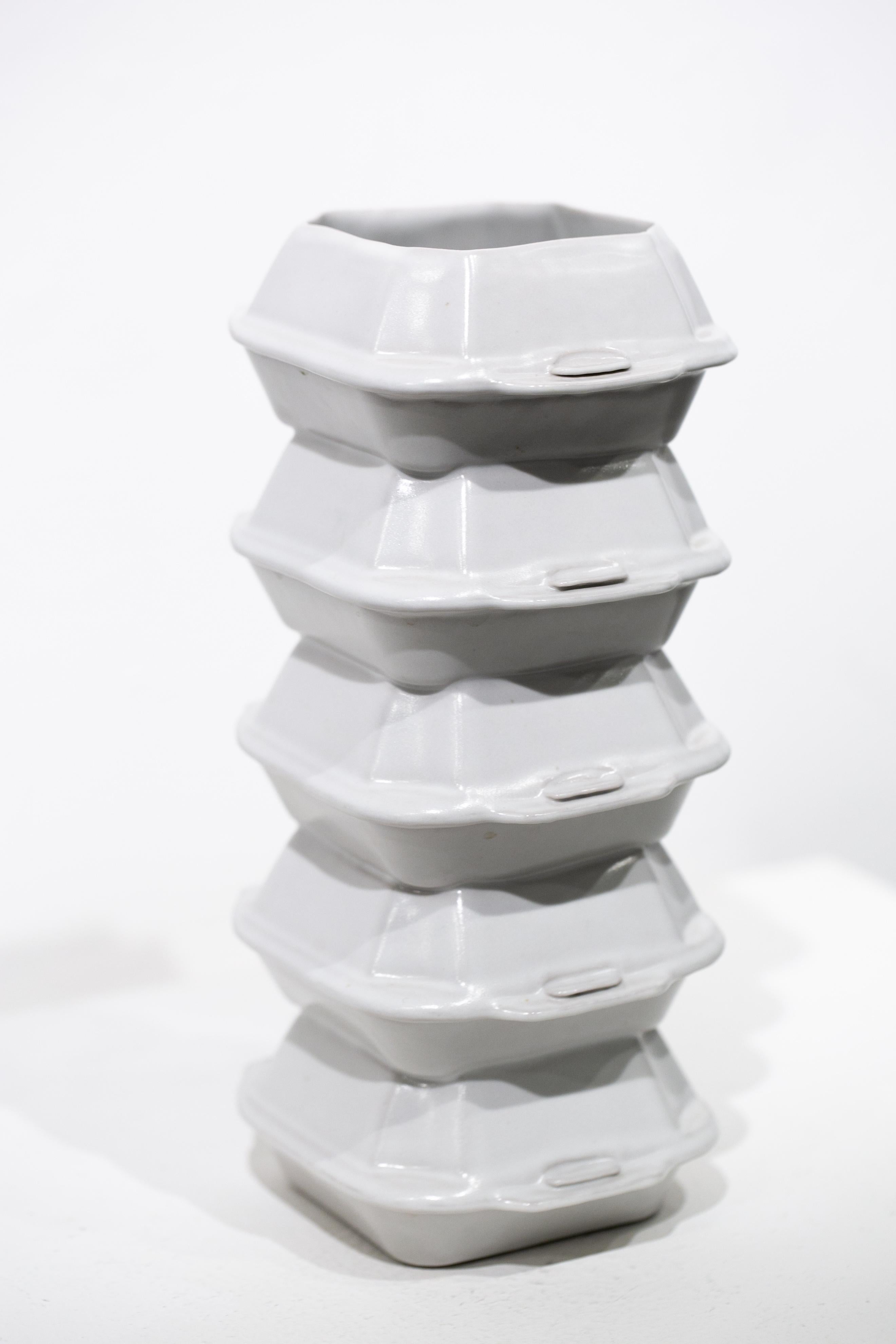 Modern Porcelain Vase, Handmade Sculptural Takeout Containers  For Sale