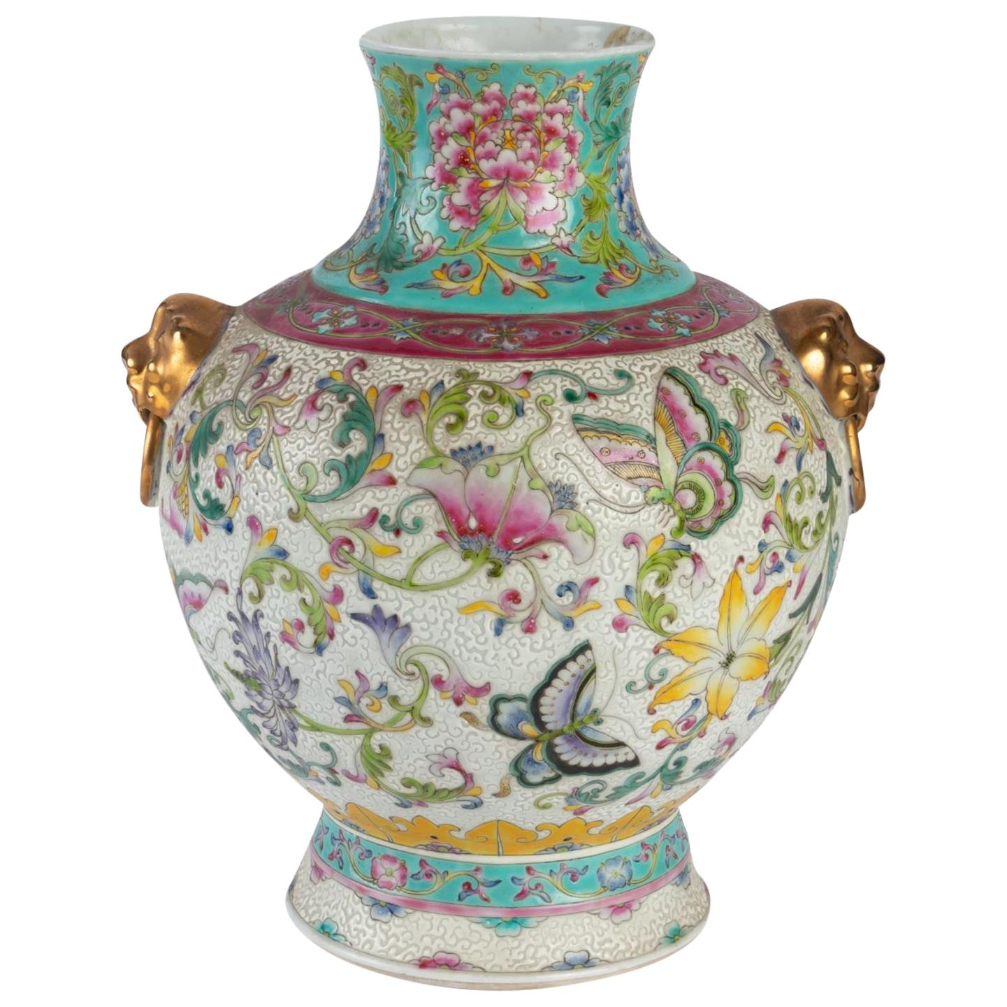 Porcelain Vase Decorated with Floral Scrolls