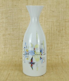 porcelain VASE hutschenreuther 1950s handpainted motif mediterranean city