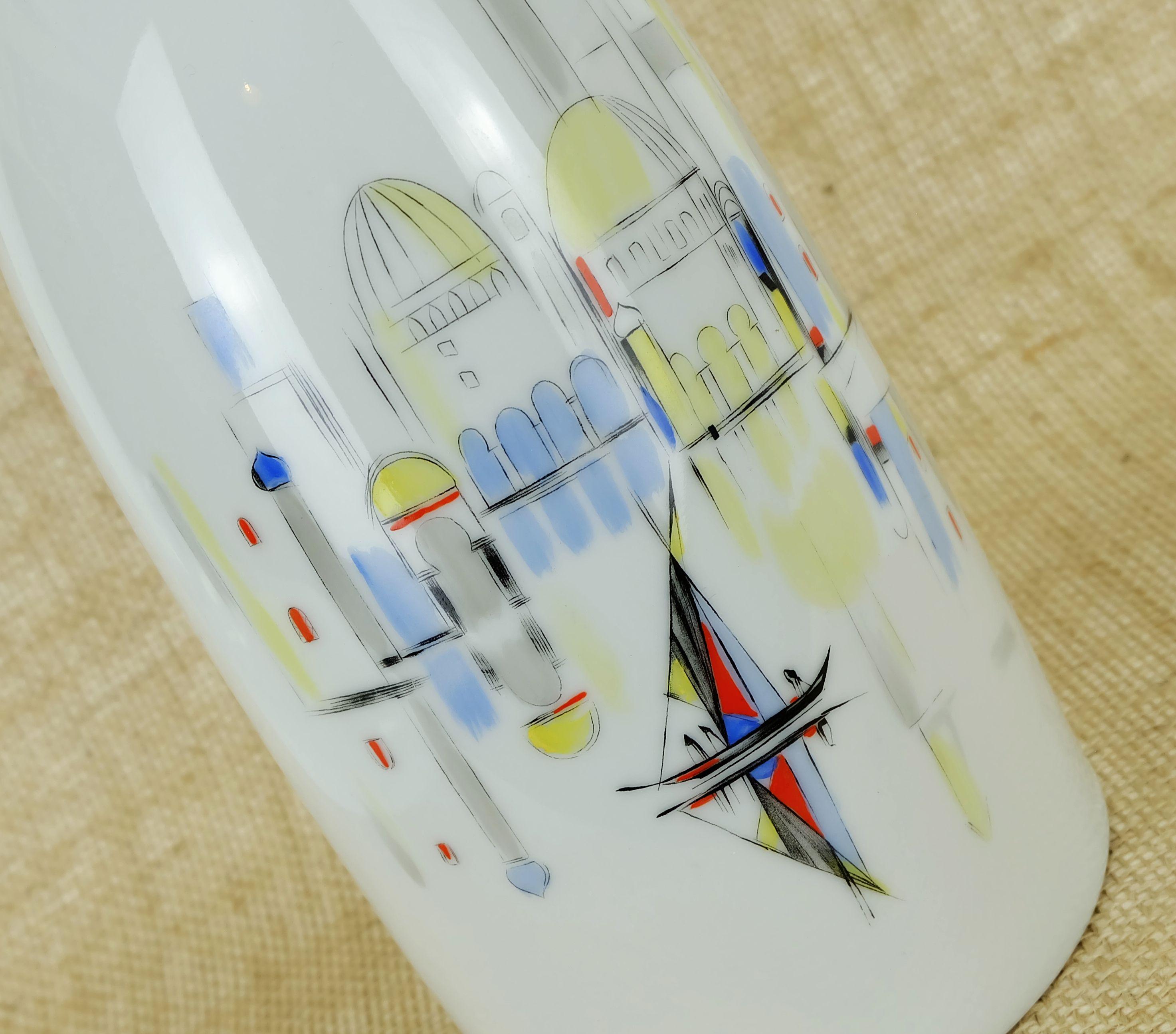 JARRON de porcelana hutschenreuther años 50 pintado a mano motivo ciudad mediterranea en Bueno estado para la venta en Mannheim, DE