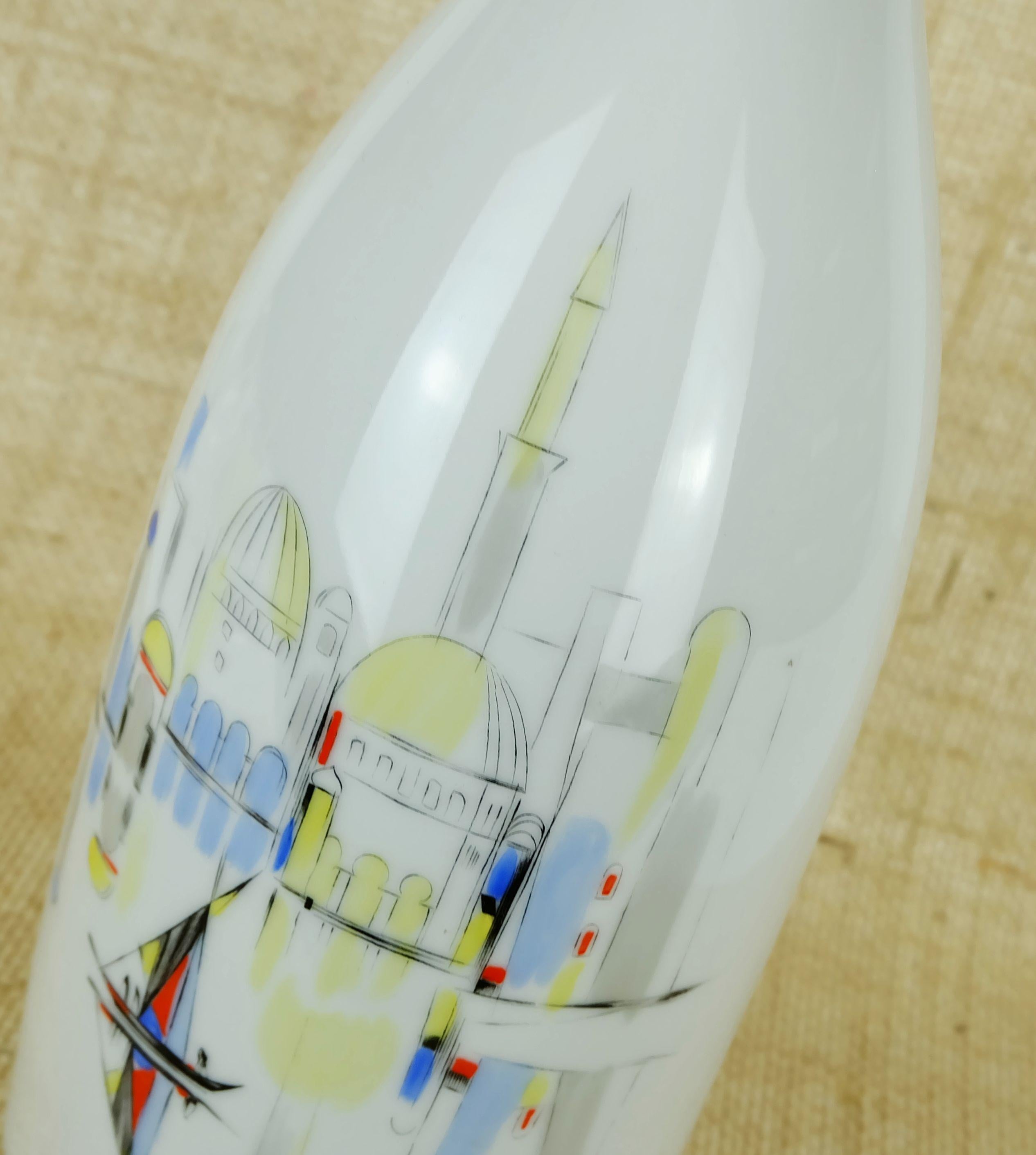 JARRON de porcelana hutschenreuther años 50 pintado a mano motivo ciudad mediterranea Porcelana en venta
