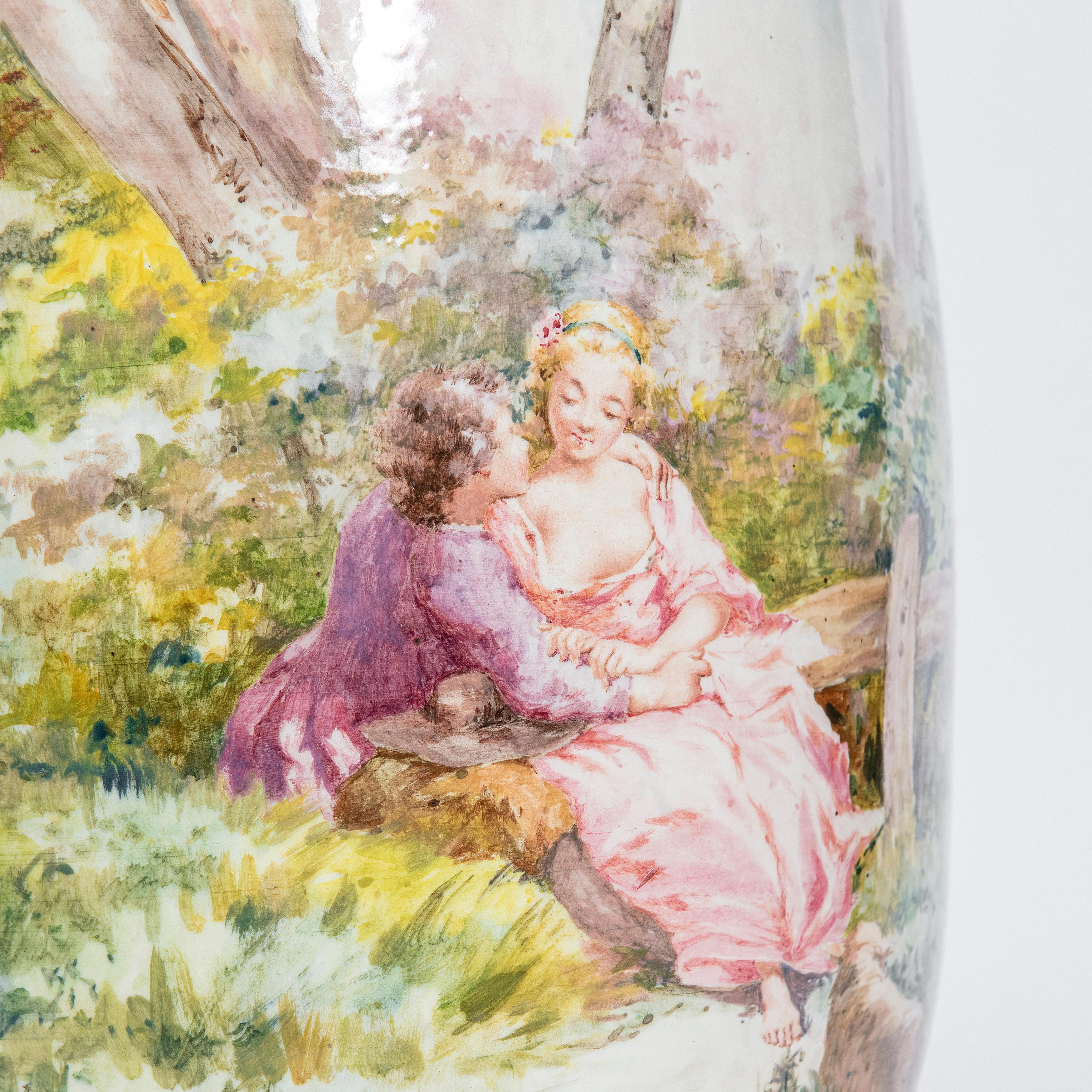 French Porcelain Vase, Rococo Style, France, Late 19th Century For Sale