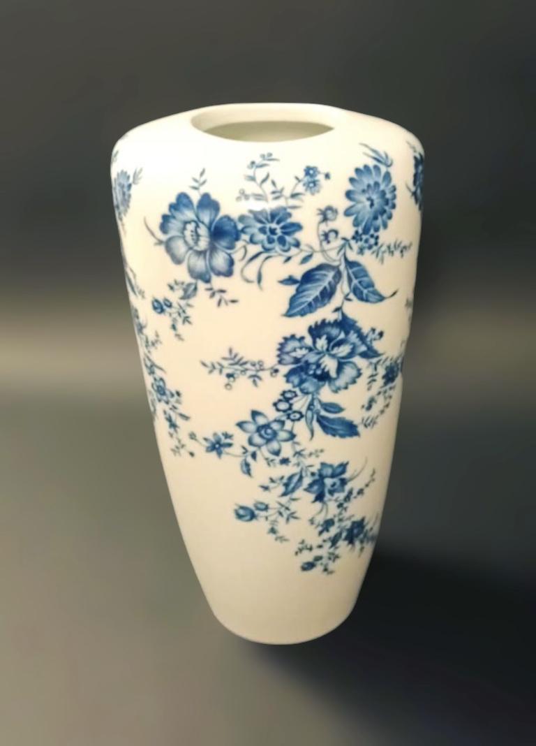 Porcelain Vase with Blue Flowers by Krautheim In Good Condition For Sale In Los Angeles, CA