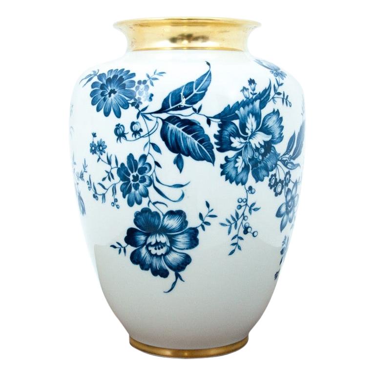 Porcelain Vase with Blue Flowers by Krautheim, Germany at 1stDibs