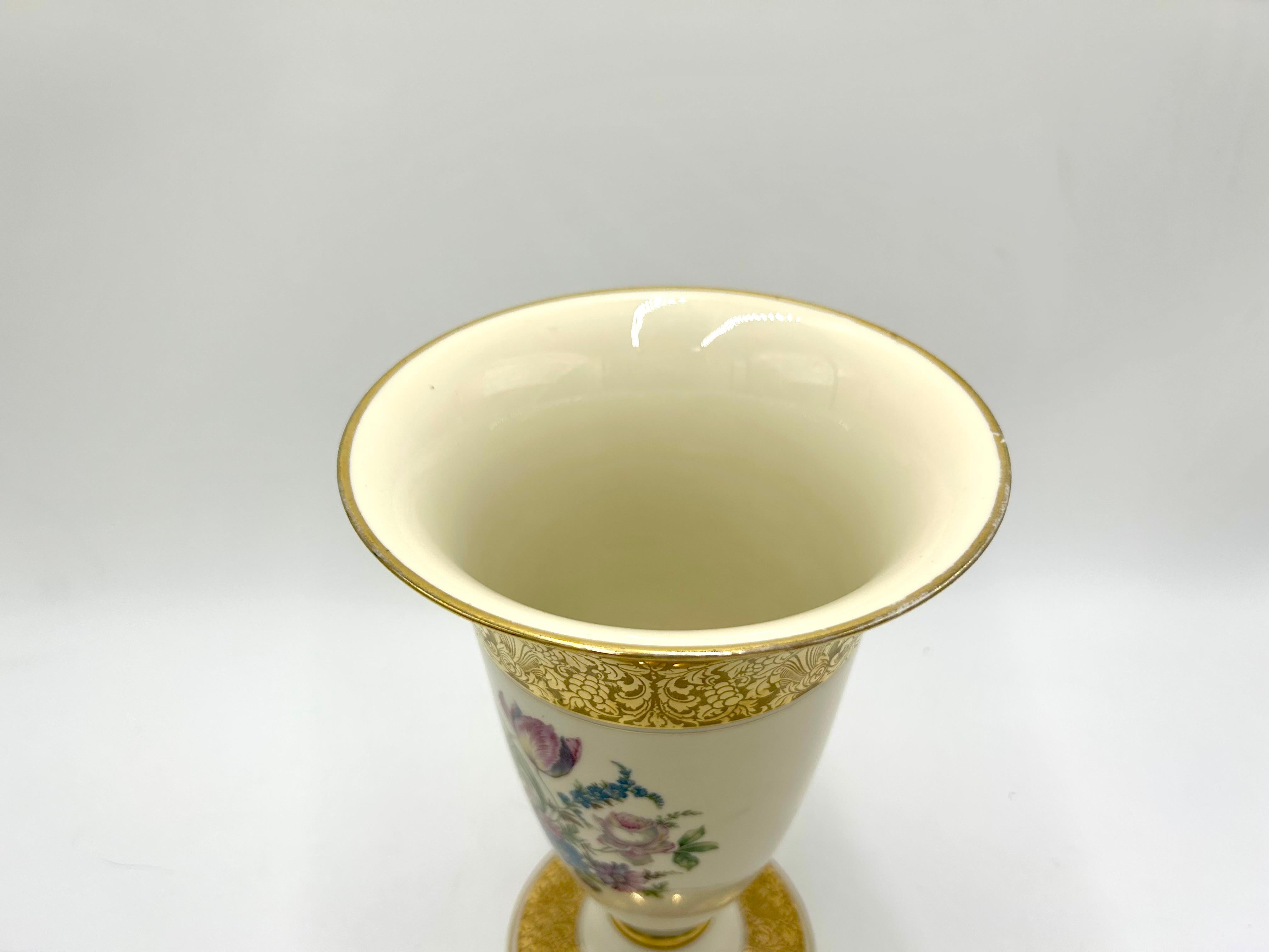 Porzellanvase mit vergoldeterBrabanter Vergoldung, Rosenthal Bahnhof Selb, Deutschland, 1940er Jahre 1