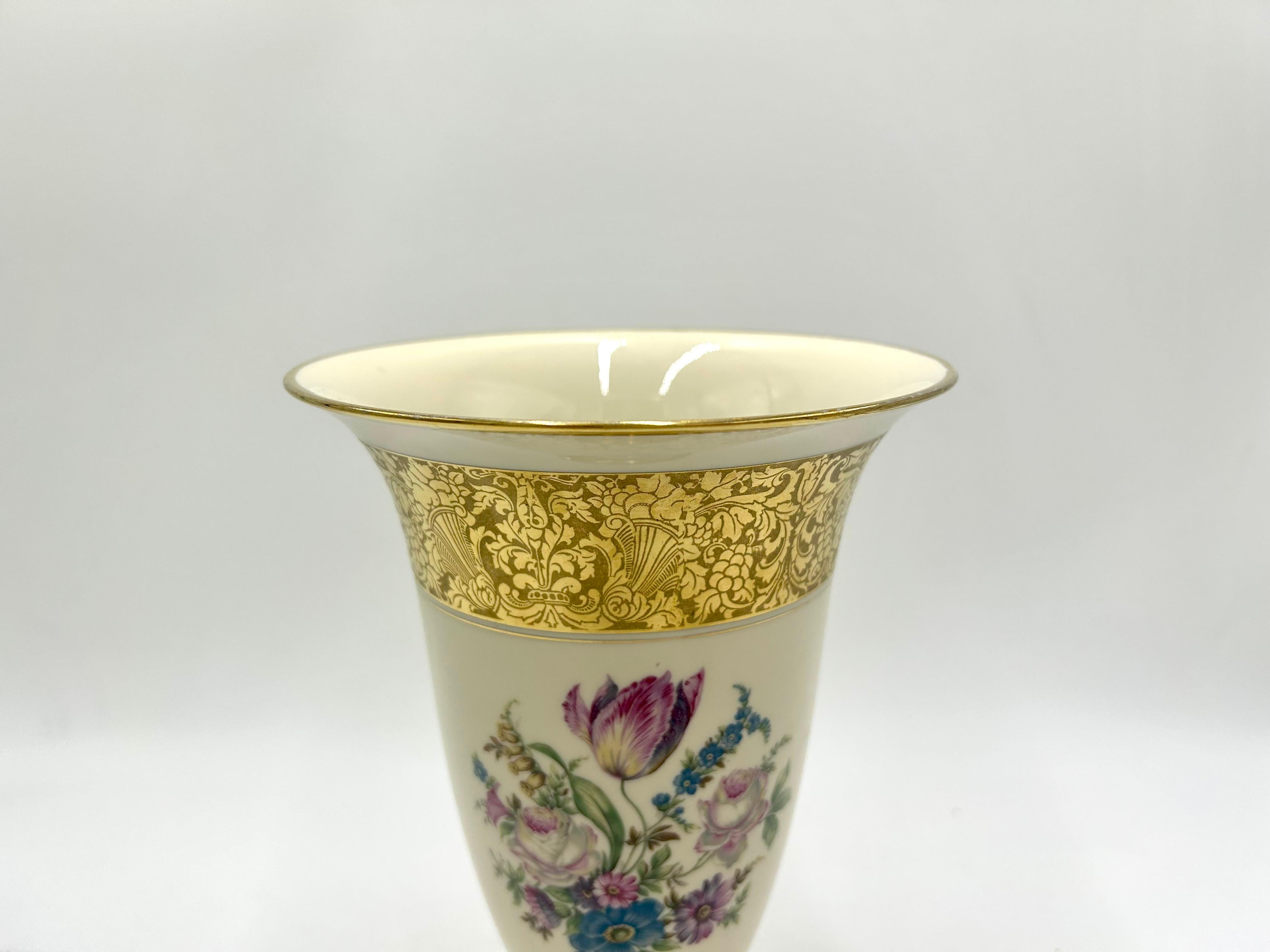 Porzellanvase mit vergoldeterBrabanter Vergoldung, Rosenthal Bahnhof Selb, Deutschland, 1940er Jahre 2