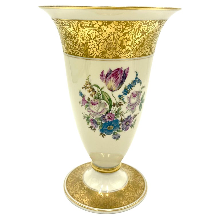 Vase en porcelaine doré de Brabant, Rosenthal Bahnhof Selb, Allemagne,  années 1940 En vente sur 1stDibs