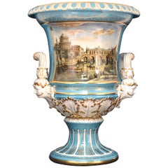 Porcelain Vase with Hand Painted Scene, after 19th Century Models from Meissen