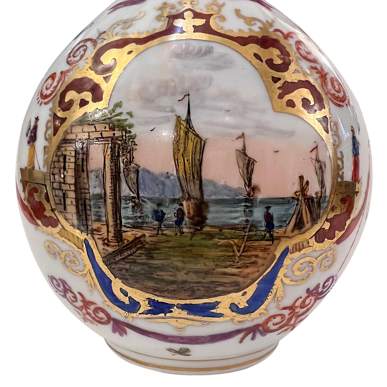 Mid-20th Century Porcelain Vase with Landscape For Sale