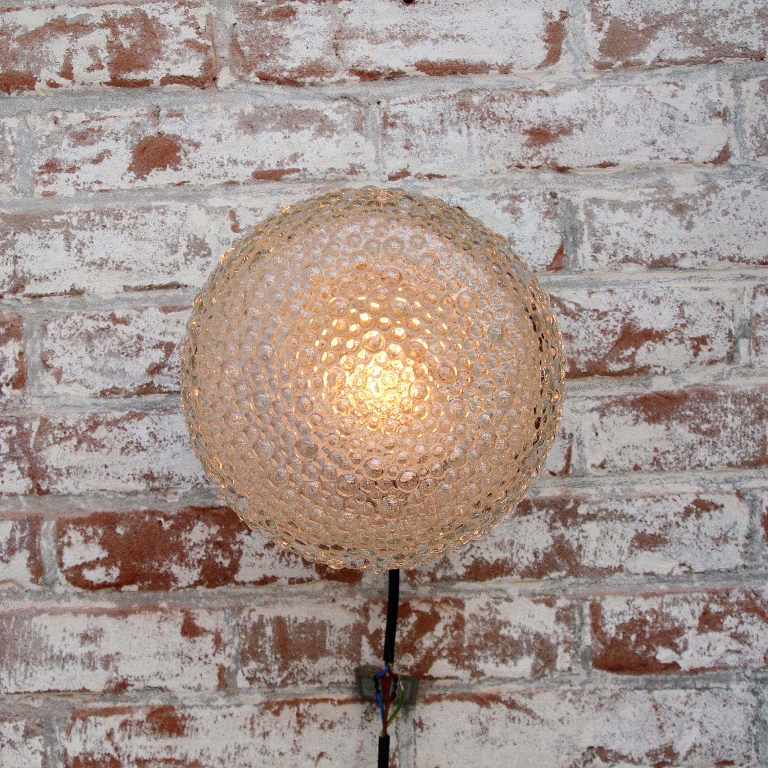 20th Century Porcelain Vintage Industrial Frosted Glass Wall Lamp Scones