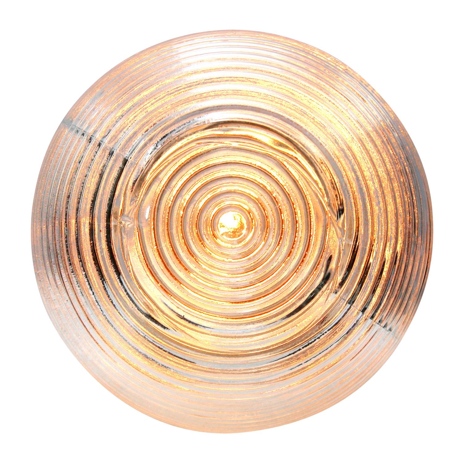 Industrial wall lamp.
White porcelain, striped glass.
2 conductors, no ground.

Weight: 1.30 kg / 2.9 lb

Priced per individual item. All lamps have been made suitable by international standards for incandescent light bulbs, energy-efficient and LED